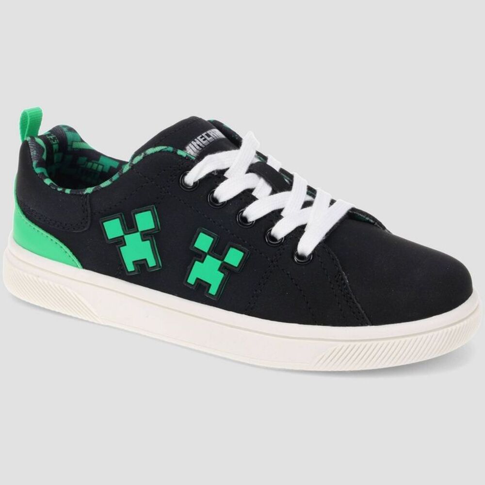 Open Box - Minecraft - Kids' Minecraft Court Shoes - Black 1: Lace Up Sne Black